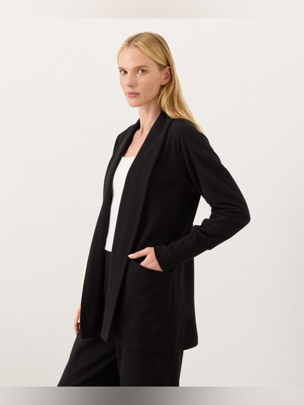 Pact Black Organic Airplane Wrap Cardigan, Size Large